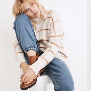Madewell Pearldale Turtleneck Sweater In Windowpane Size M